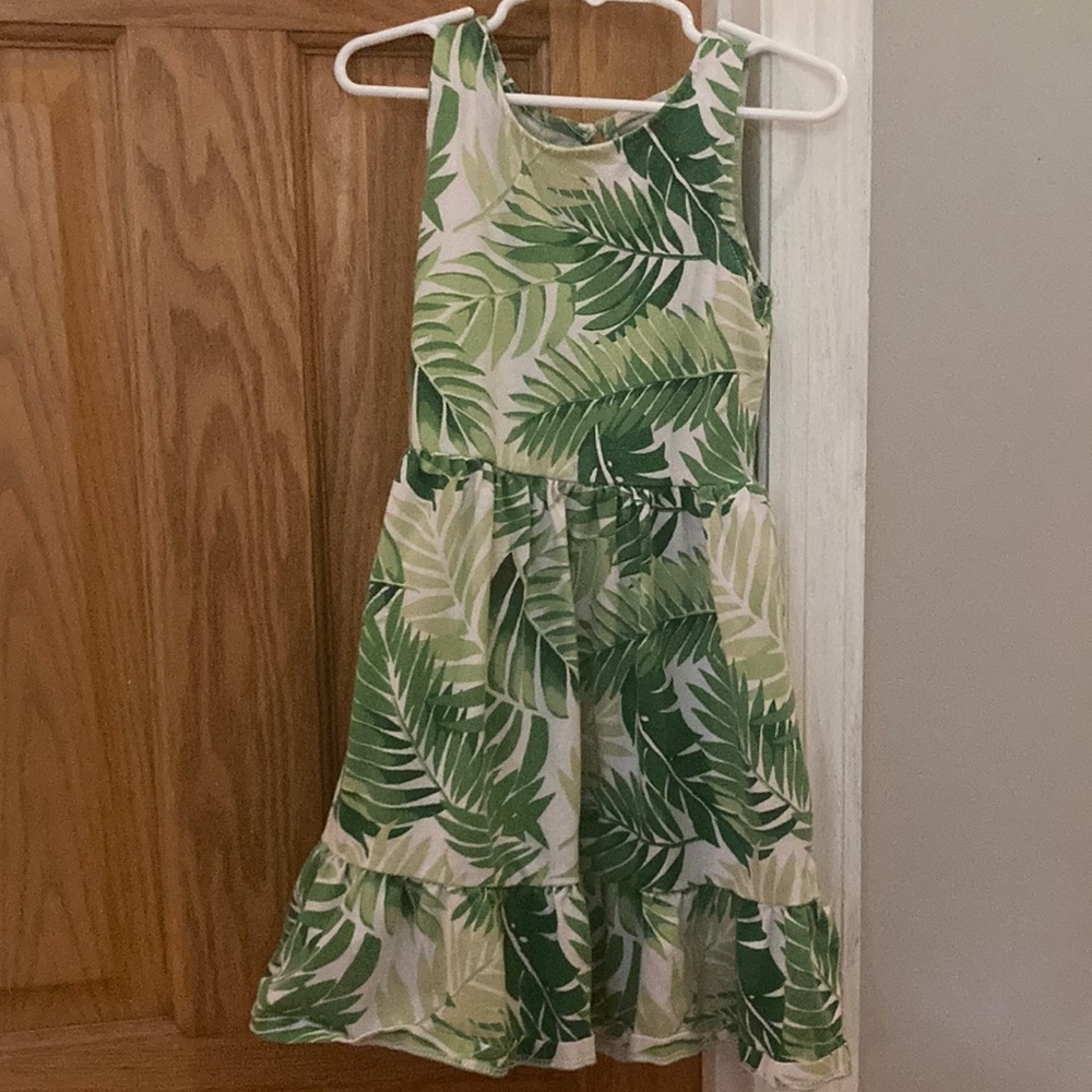 Janie and Jack Green Leaf Print Dress
